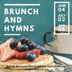 Pancakes with words Brunch & Hymns at Pullen Park, June 4, July 2 and Aug. 6