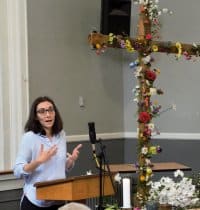 Melissa preaching at RMC on Easter Sunday, April 1, 2018