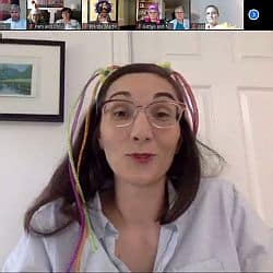 Melissa preaching via Zoom on Holy Humor Sunday