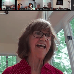 Kathy speaking via Zoom on July 5, 2020