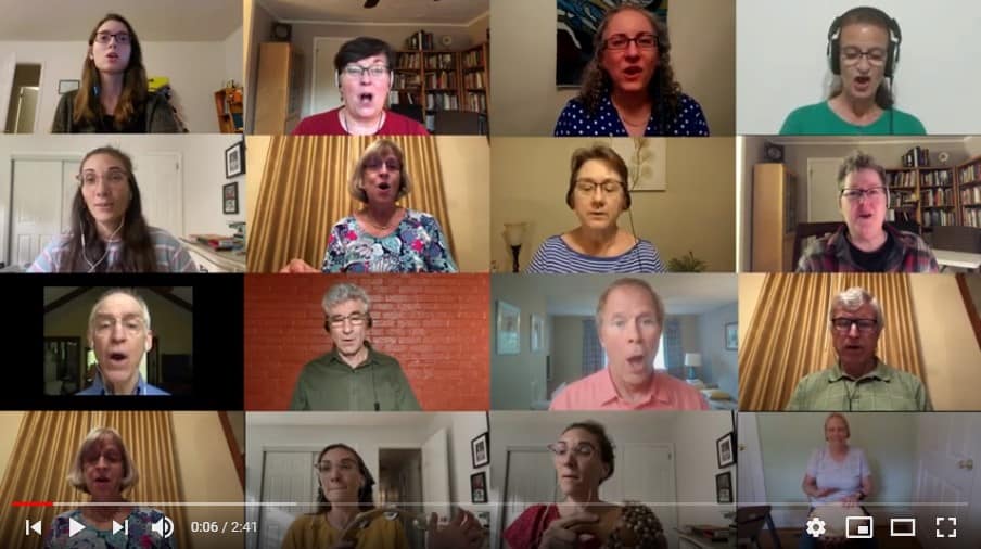Raleigh Mennonite Virtual Ensemble singing on YouTube