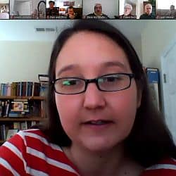 Rachel preaching via Zoom on Feb. 21, 2021