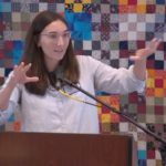 Melissa expressing herself with her hands while preaching on Nov. 6, 2022