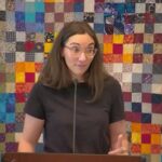 Raleigh Mennonite Church Melissa speaking at RMC on May 18, 2025.