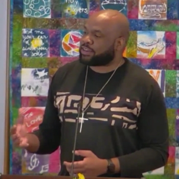 Trey preaching at his installation service June 21, 2026